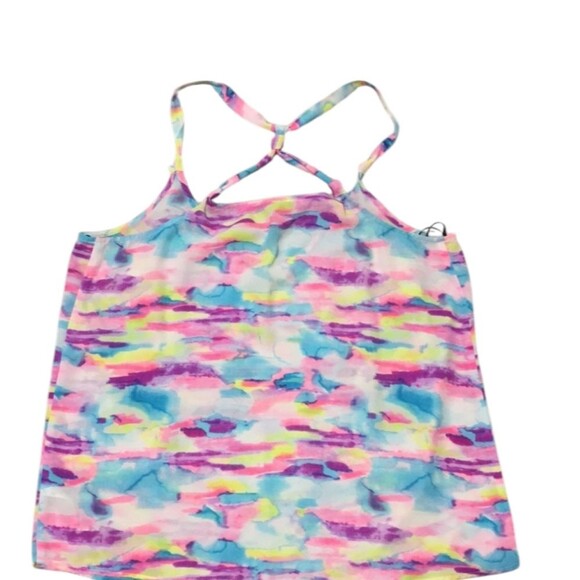 Tank Top Watercolor Colorful Chiffon Twisted Racer back Sheer Not See Th… - Picture 14 of 14